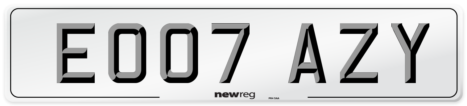 EO07 AZY Number Plate from New Reg